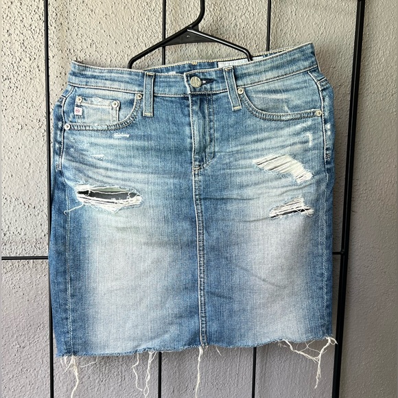 ADRIANO GOLDSCHMIED The Erin Pencil Skirt Distressed With Raw Hem, AG - Picture 2 of 9